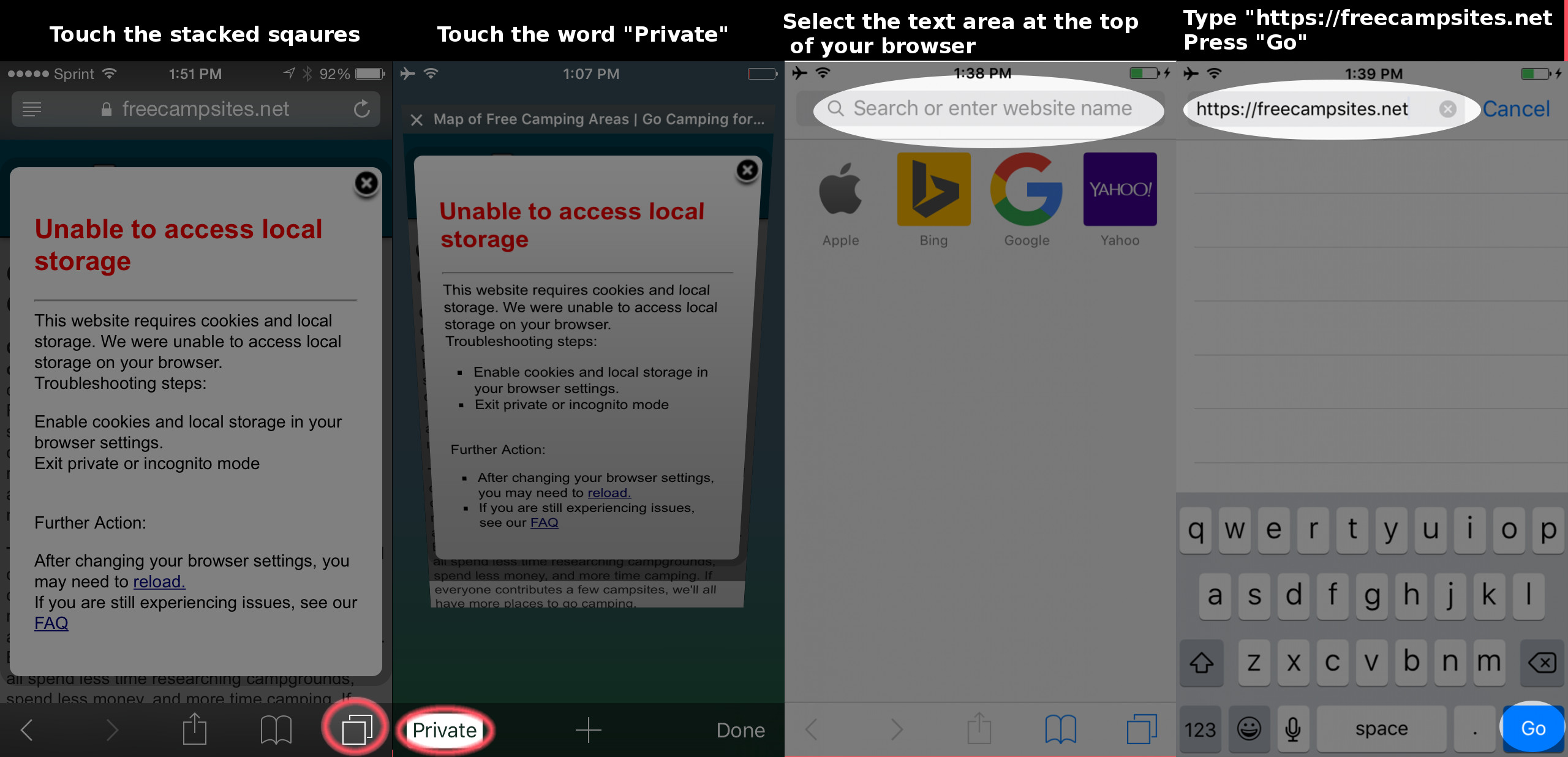 disable private browsing iphone